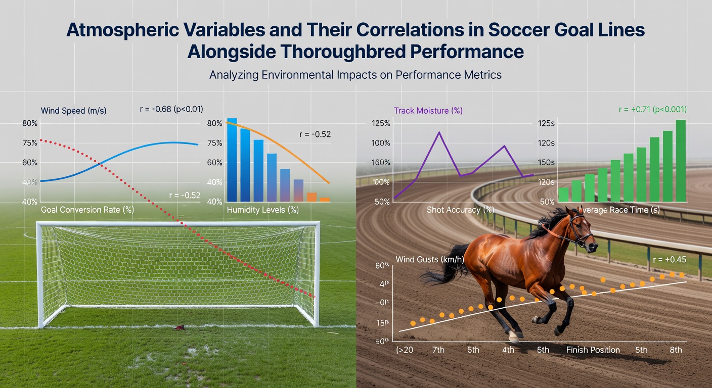 Detailed analysis of weather data overlaid on soccer goal statistics and thoroughbred speed charts