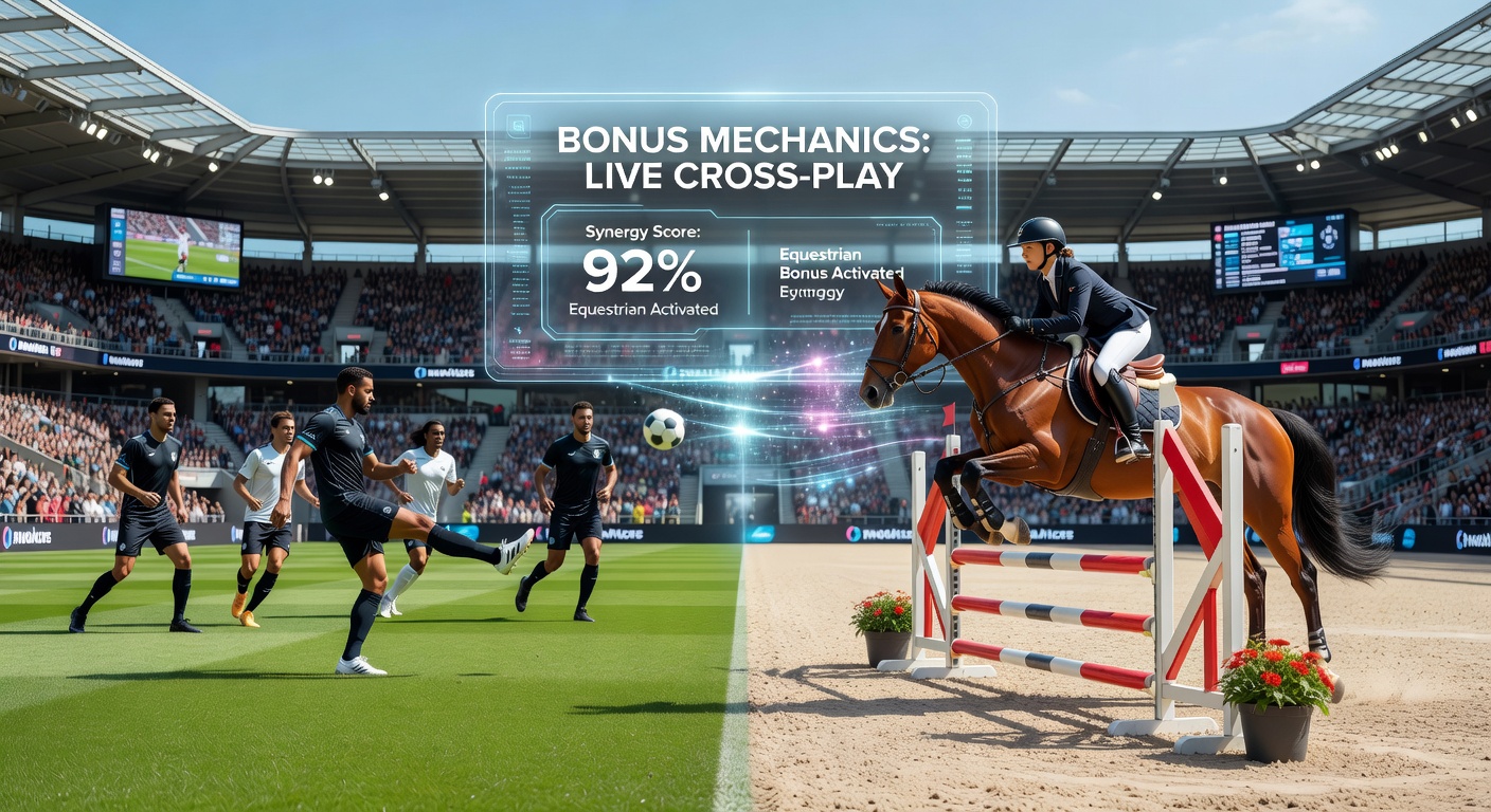 Split-screen view of live soccer odds dashboard alongside equestrian in-play betting interface