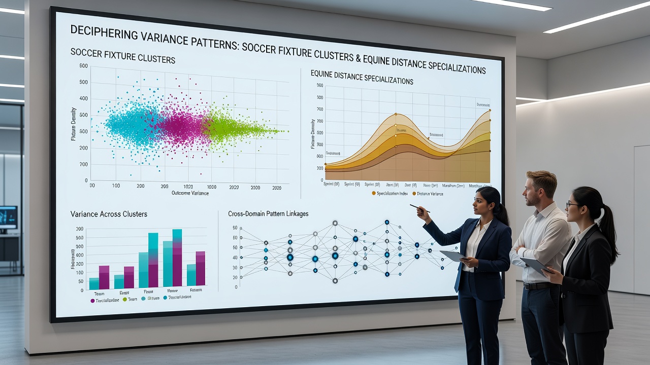 Charts displaying equine performance variance across different race distances with overlaid statistical models
