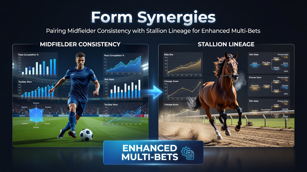 Detailed pedigree charts next to football match statistics dashboards used for multi-bet construction