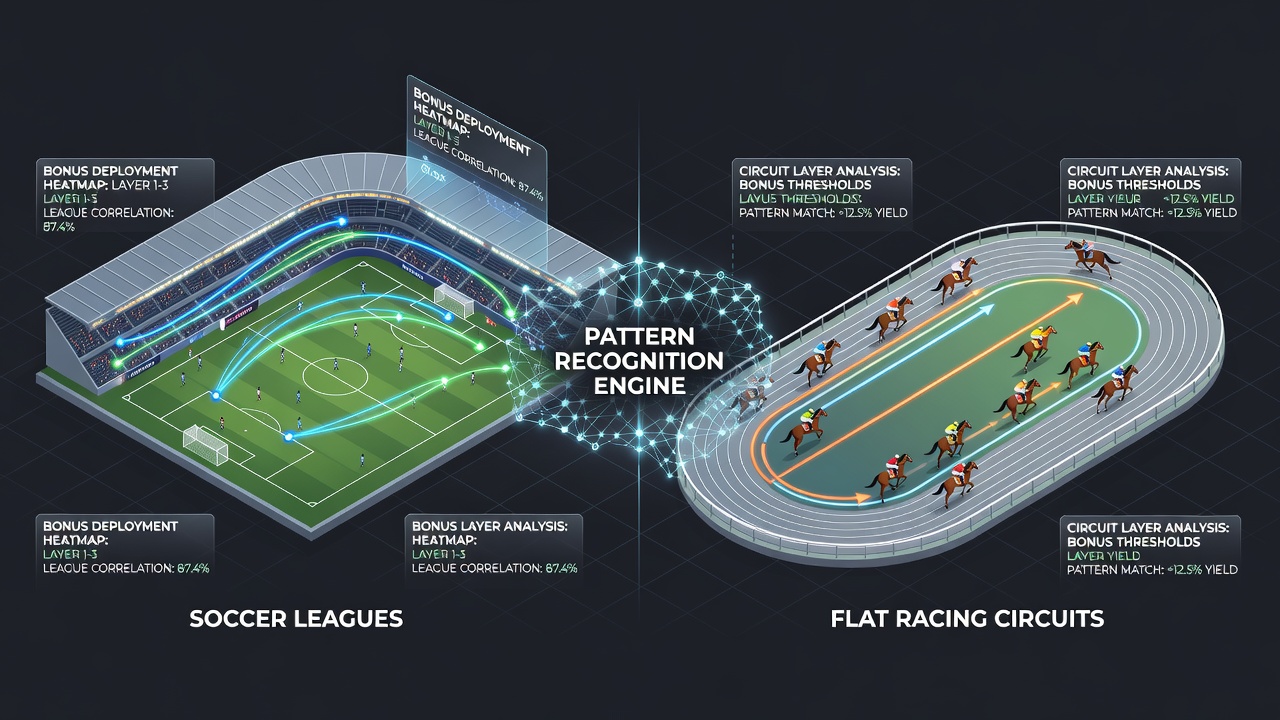Chart illustrating bonus layer activation timelines across flat racing meets and soccer matchdays